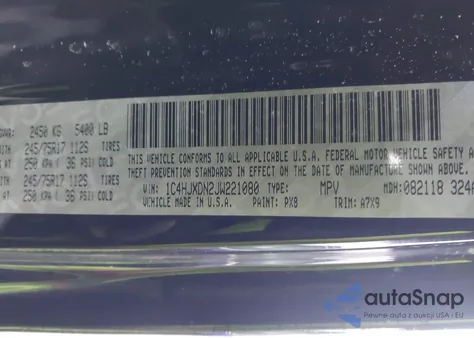 2018 Jeep Wrangler Unlimited Sport 4X4 z USA, uszkodzony, nr VIN 1C4HJXDN2JW221080
